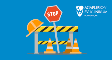 Grafik einer Baustellen-Absperrung mit Stop-Schild.