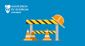 Grafik einer Baustellen-Absperrung mit Stop-Schild.
